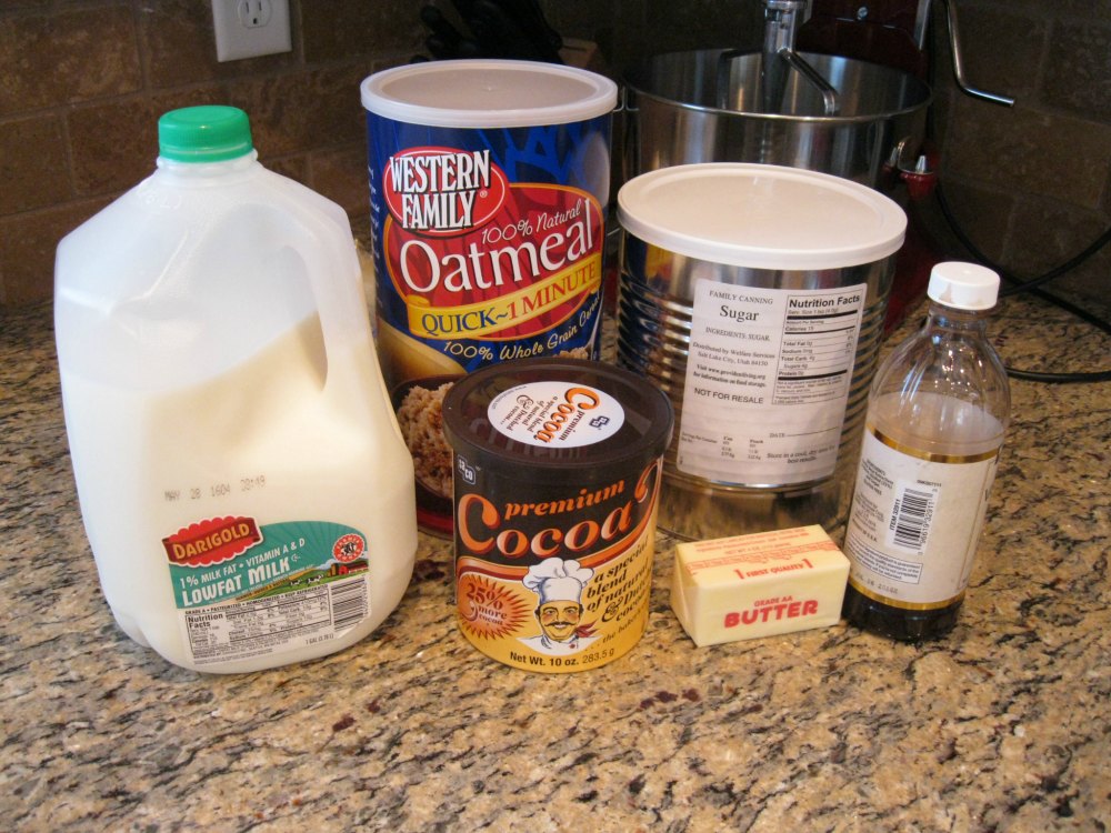 ingredients for no bake oatmeal cookies