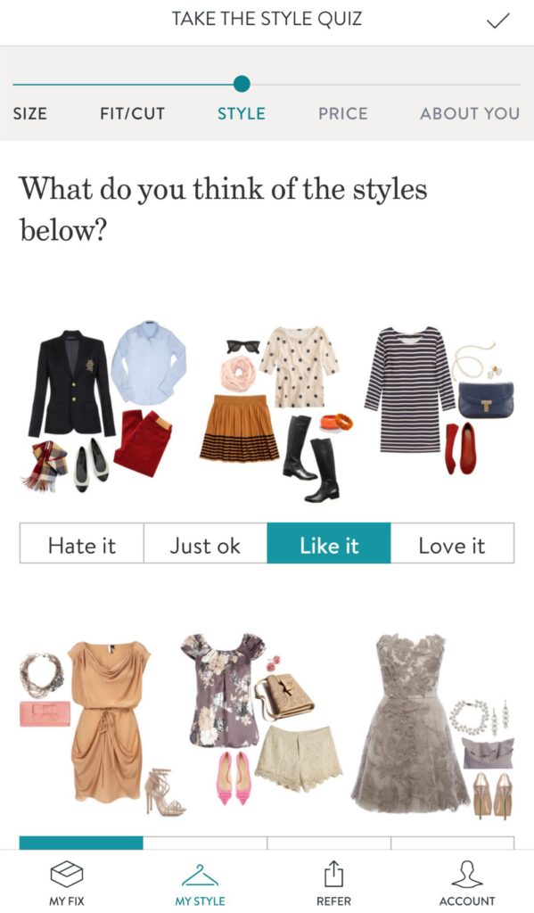 Stitch Fix style quiz