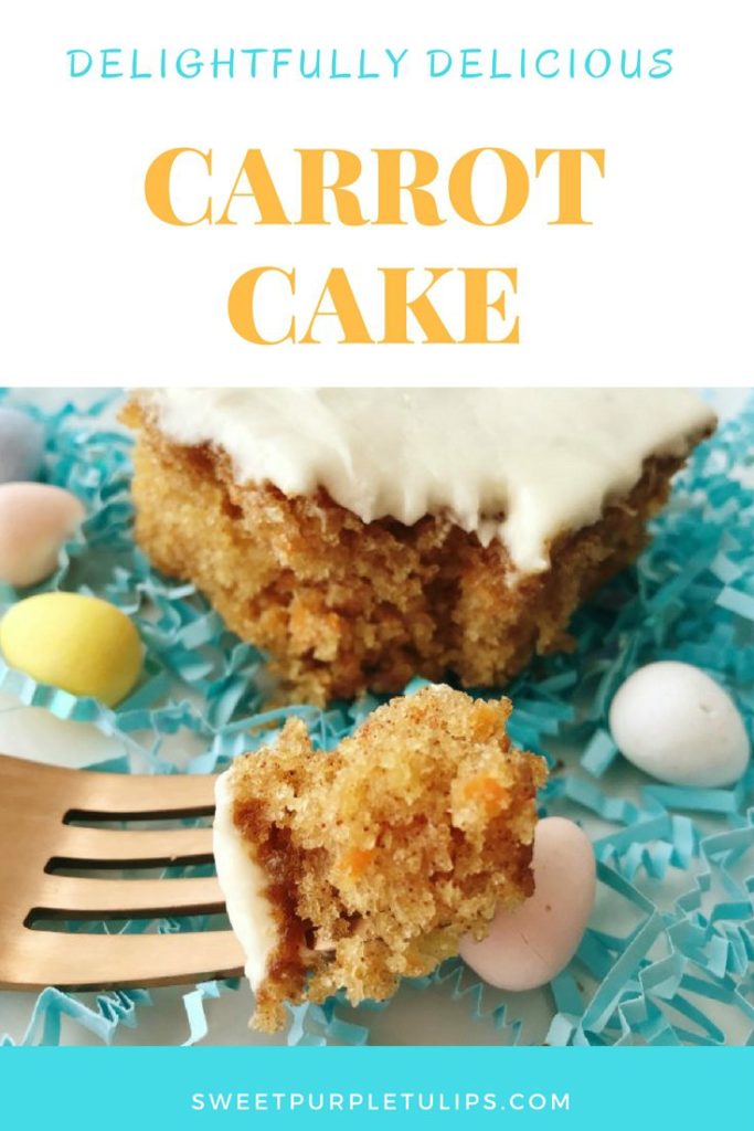 This carrot cake was always a favorite when we were growing up.  It is moist and delicious, and the frosting is just heavenly.  I have tried carrot cakes from boxes and different stores and NOTHING comes close to how amazing this carrot cake is. Perfect for Easter!
