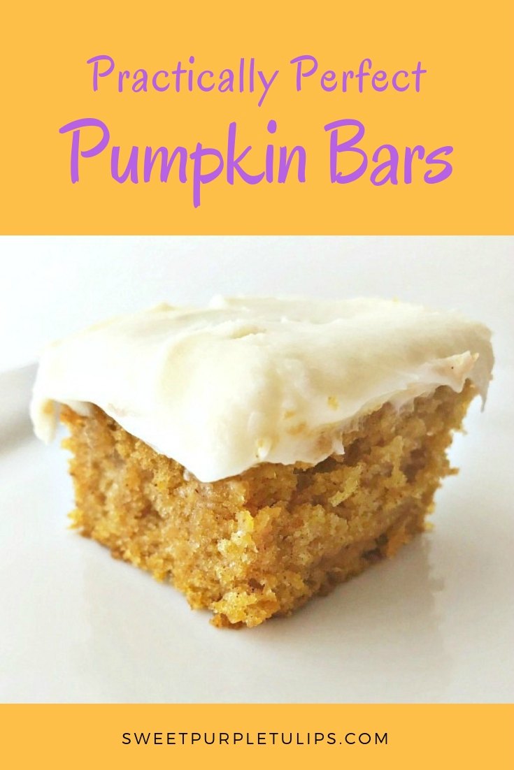 Practically Perfect Pumpkin Bars - Sweet Purple Tulips